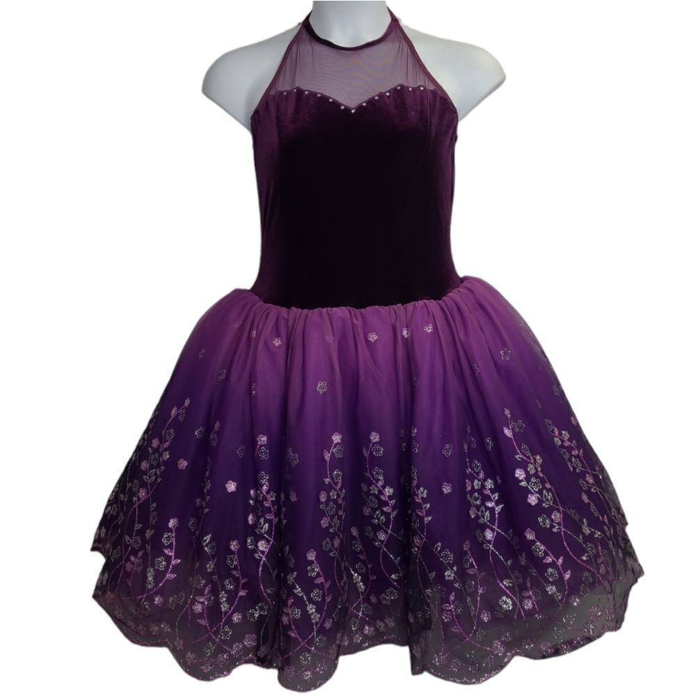COSTUME GALLERY purple glitter ballerina pointe tutu‎ velvet costume L